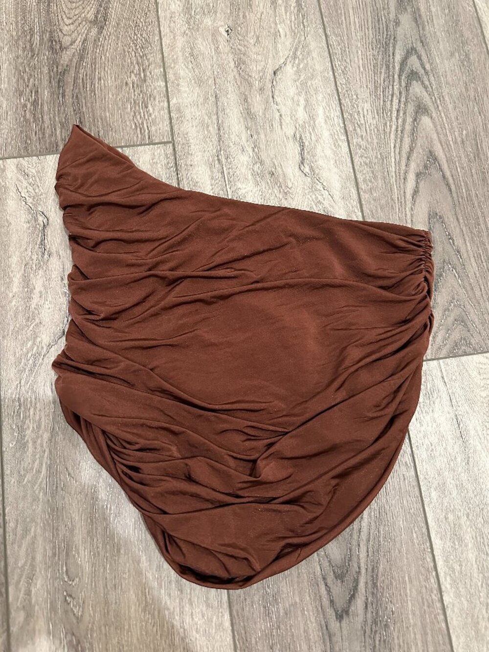 LAST CALL Brown One shoulder Tiger Mist Top